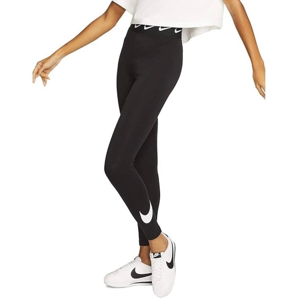 Nike Black High Rise Side Swoosh Full Length Leggings Size XS - Picture 1 of 7